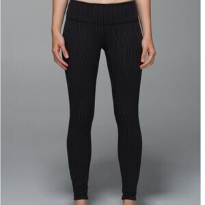 Lululemon Leggings Womens 2 Wunder Under Pant Full-On Luon Teeny Dot Black White